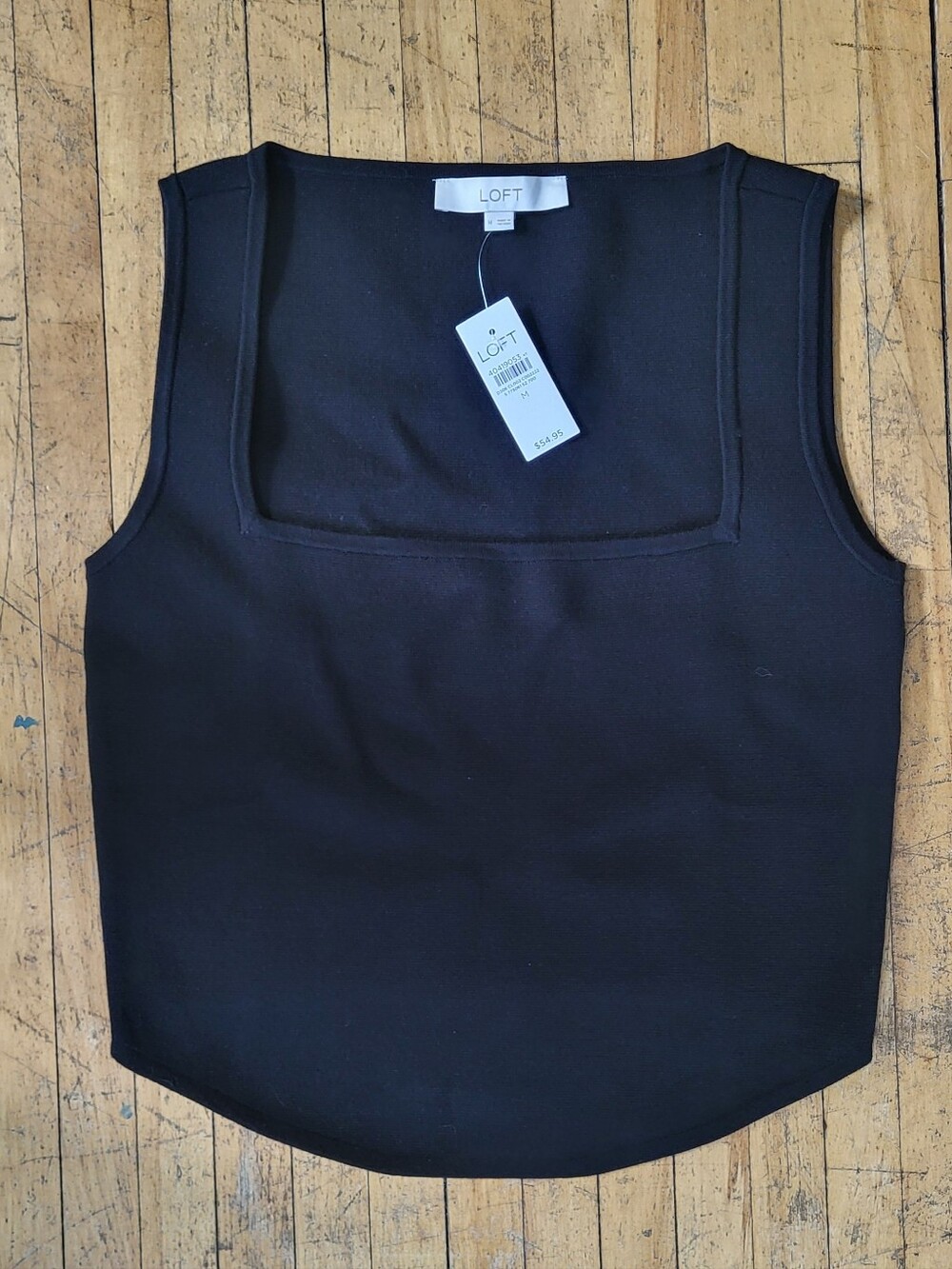 LOFT Women's Black Square-Neck Sleeveless Thick knit Sweater Tank Lo-Hi Hem NWT